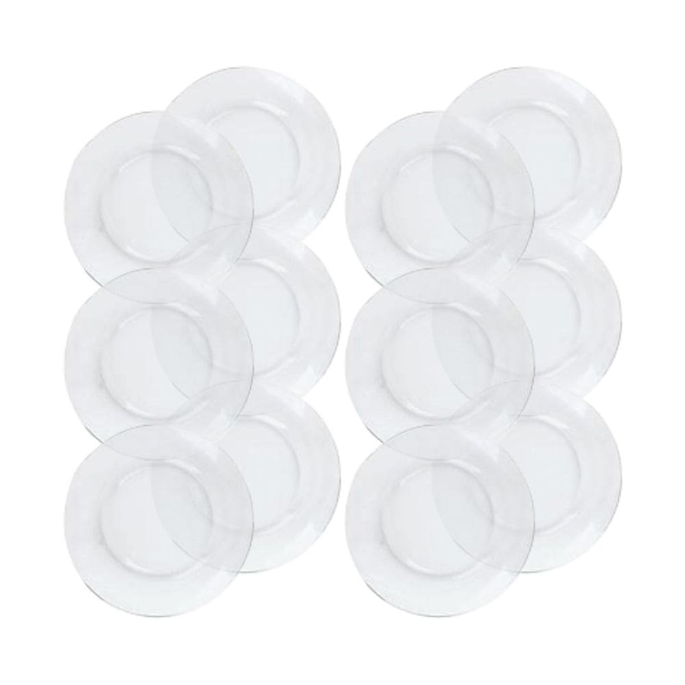 Pratos de Vidro Transparente Liso Resistente Luxo - 12Un