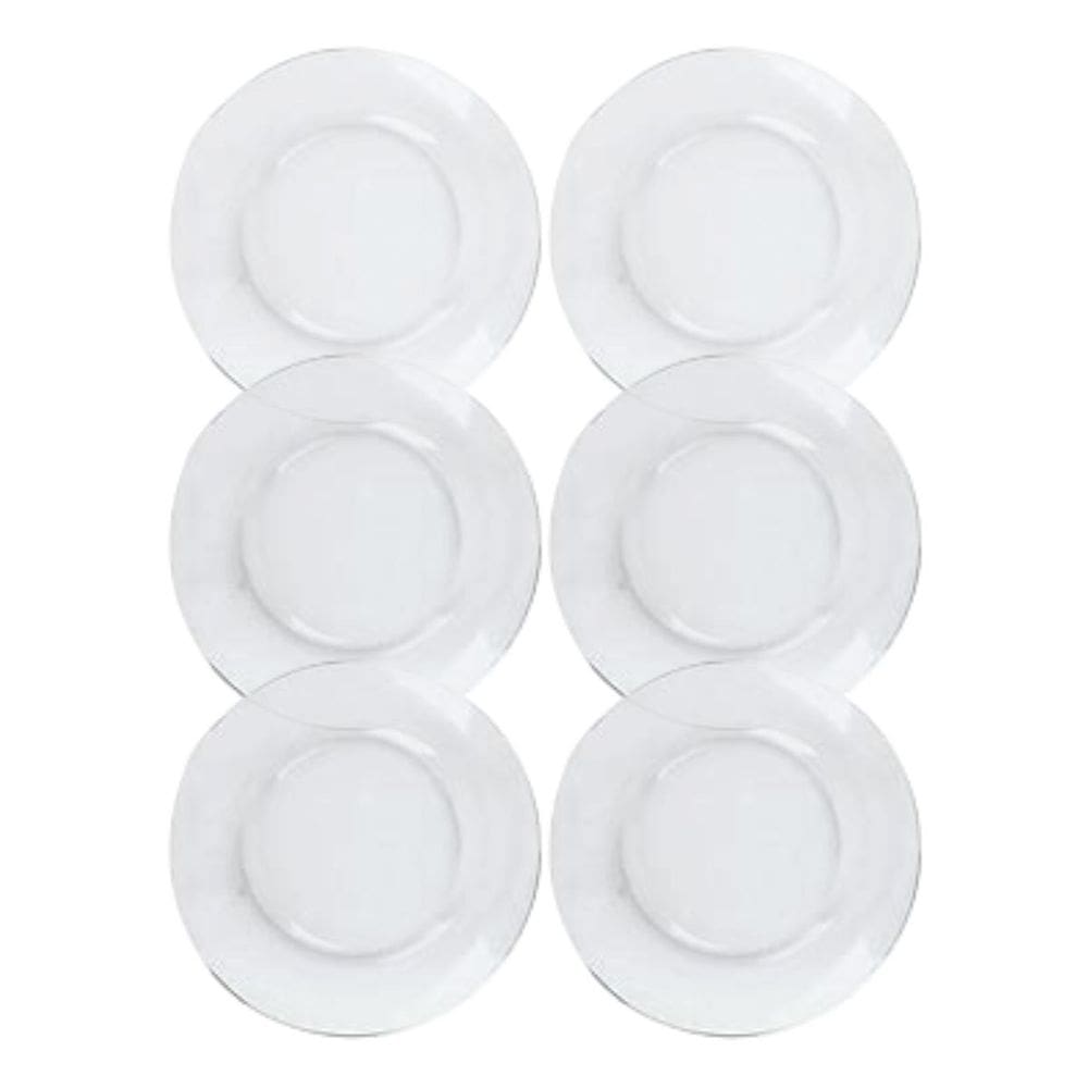 6 Pratos de Vidro Resistentes Mesa Posta Transparente