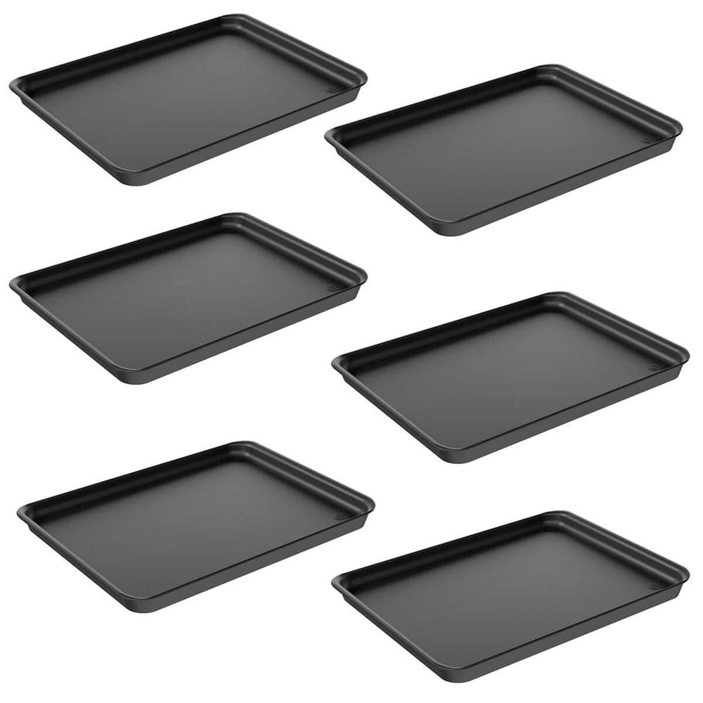 Kit 6 Bandejas Plásticas para Servir 32x23cm Preto Restaurante A4 Fast Food Coza