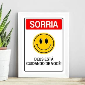 Quadro Cristão Sorria - Jesus Te Ama 33X24Cm