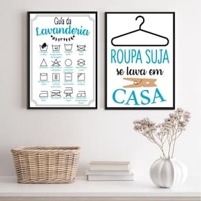 Kit 2 Quadros Lavanderia Soft - Azul 45X34Cm