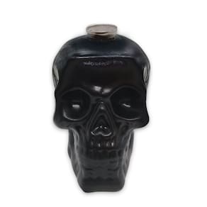 Porta Velas Caveira Preta Velas Faiança queimada 14 cm