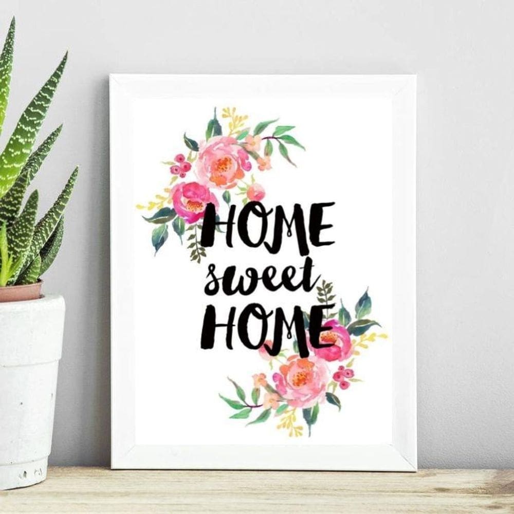 Quadro Home Sweet Home - Aquarela 24X18Cm
