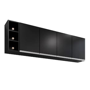 Aéreo Cozinha com Nicho Garrafeiro 160cm Preto - Vallisa Decor