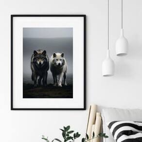 Quadro Arquétipo Casal De Lobos - 60X48Cm