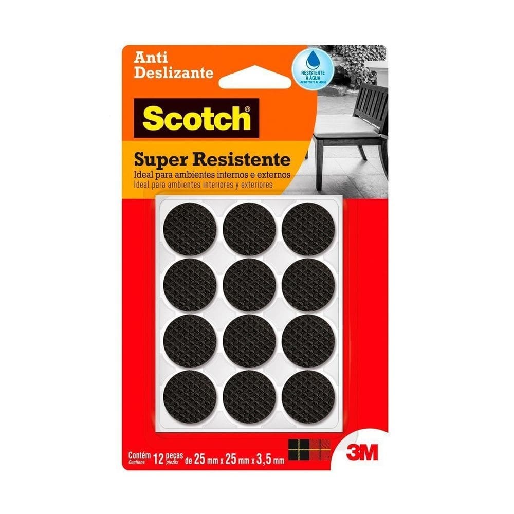 Feltro Anti Deslizante Super Resistente Preto Redondo Scotch