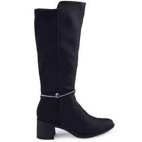 Bota Feminina Cano Alto Maleável Salto Bloco Médio Com Strass Dakota G9622