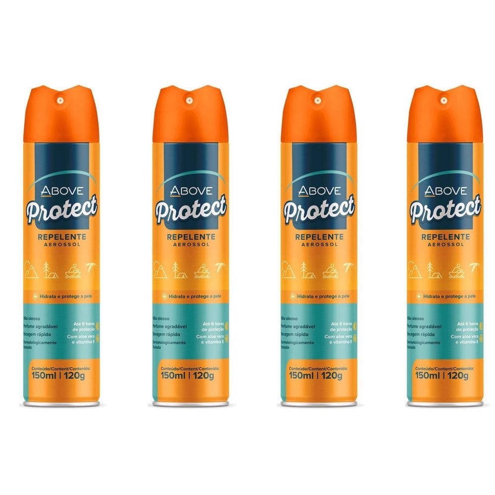 Kit 4 Repelente Spray Protect Above Secagem Rápida 150Ml
