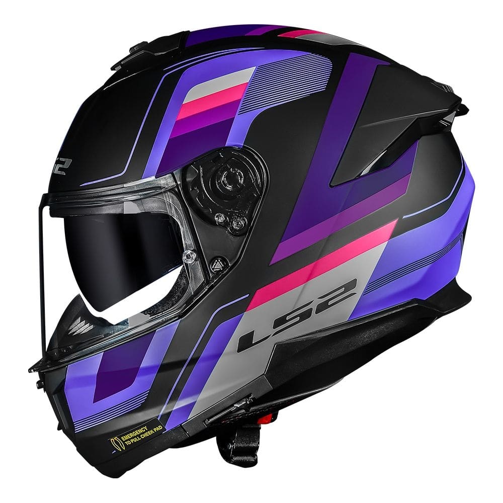 Capacete LS2 FF808 Stream II Vintage Preto Rosa e Roxo Fosco