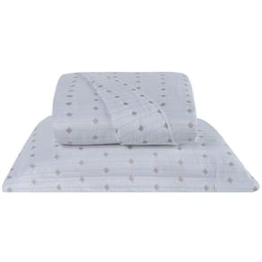 Cobre Leito Solteiro Decor Bordado 200 Fios 2 Peças - Branco