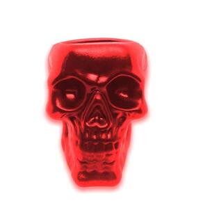 Porta Velas Caveira Aberta Vermelha Faiança queimada 14 cm