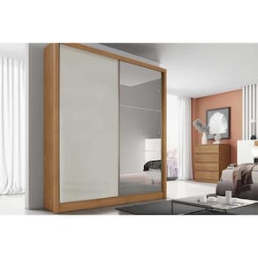 Guarda Roupa Solteiro 2 Portas 3 Gavetas C/Espelho Thor Plus Freijo Cumaru C/ Fendi - Novo Horizonte