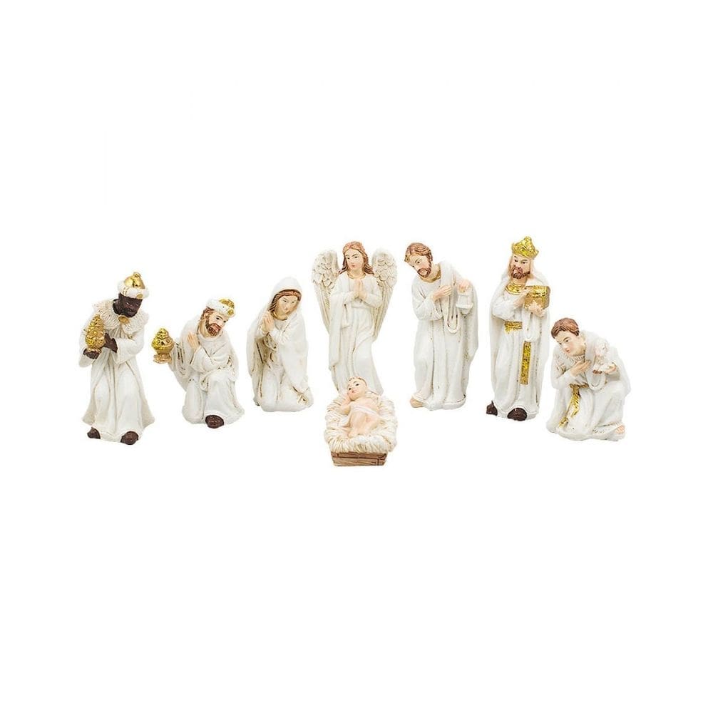 Presépio Vestimenta Branca 11 Peças 7.5cm - Enfeite Resina