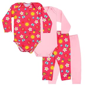 Kit Pijama Térmico 4 Peças Bebê Energy Thermo Dry Jardim Encantado Vermelho Everly