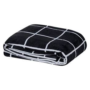 Manta Casal Padrão Austin Flannel Microfibra 1 Peça - Preto