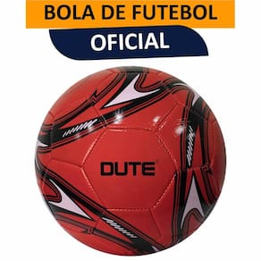 Bola de Futebol Tamanho Oficial Número 5 Costurada Couro Sintético Vermelho