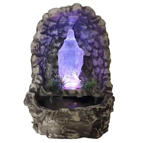 Fonte de água decorativa Ns° das Graças gruta cascata luz colorida