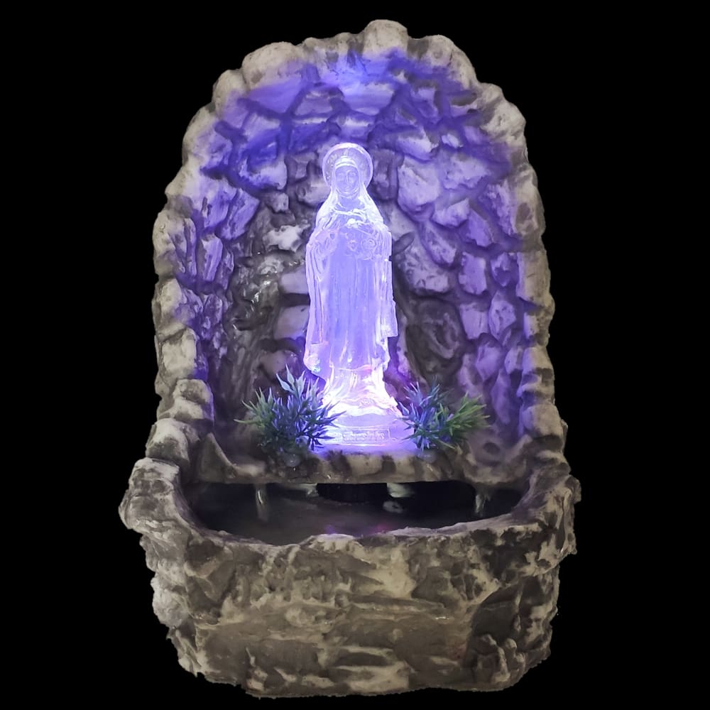 Fonte de água Stº Terezinha gruta decorativa com imagem Bivolt