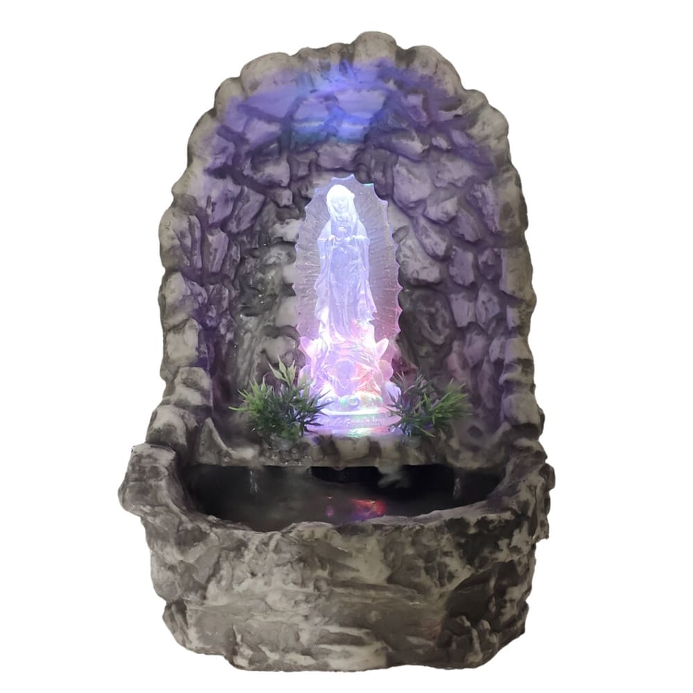 Fonte de água decorativa imagem Guadalupe gruta com luz colorida