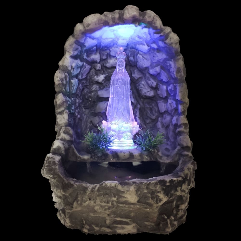 Fonte de água decorativa fátima gruta cascata imagem luz colorida