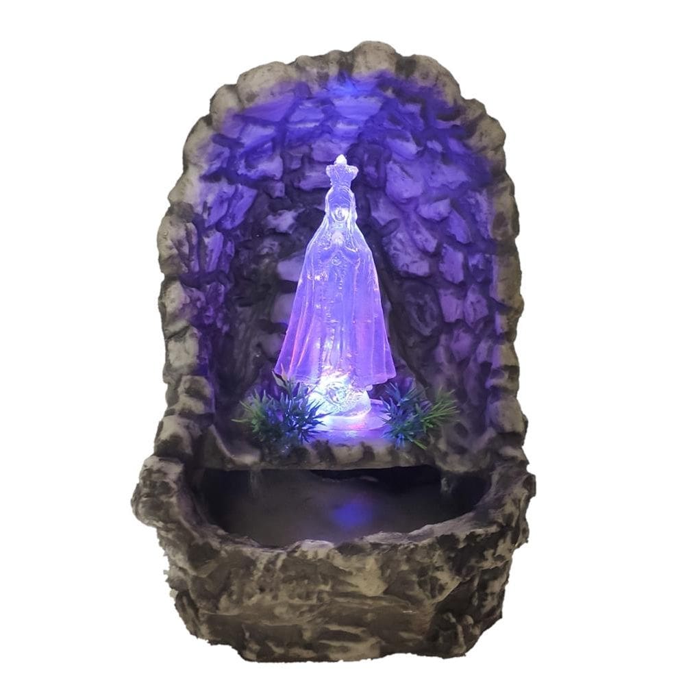 Fonte de água decorativa imagem Aparecida gruta com luz colorida