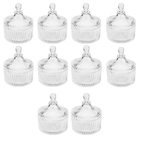 Kit 10 Potiches de Cristal com Tampa Carrosel Lyor 6,5x9cm Bomboniere Decorativo Lembrancinha