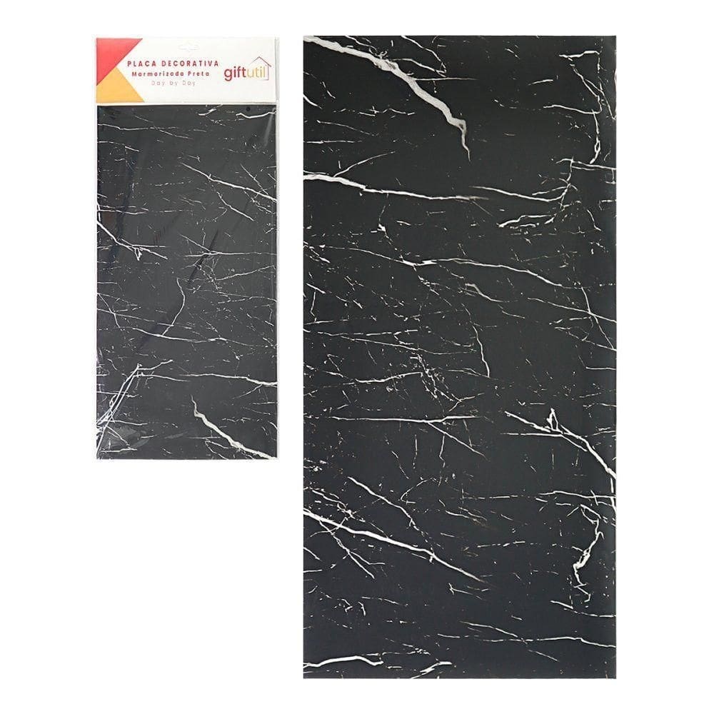 Papel De Parede Adesivo Placa 3d Pvc Marmorizado Mármore Cor:mármore Preto;tamanho:30x60cm