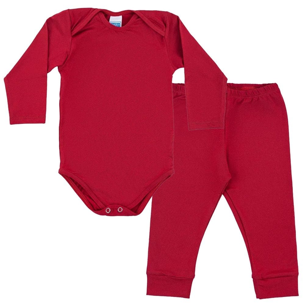 Kit Pijama Térmico Body e Calça Bebê Energy Thermo Dry Cereja Everly