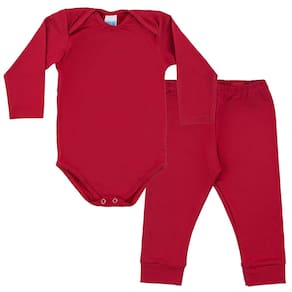 Kit Pijama Térmico Body e Calça Bebê Energy Thermo Dry Cereja Everly
