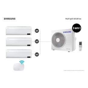 Tri-Split Samsung WindFree 24.000 BTUs (Hi Wall 3x12.000) Quente/Frio com WiFi
