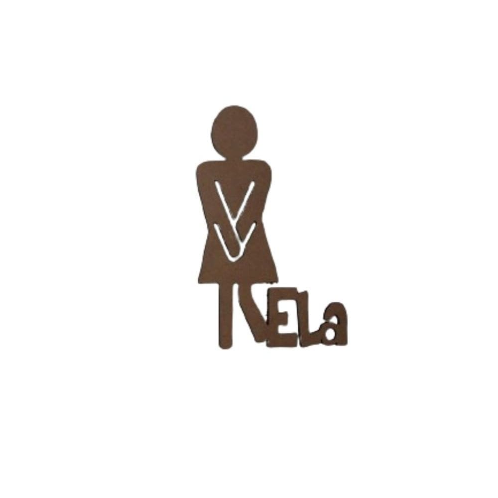 Plaquinha Para Banheiro Feminino Ela 3mm Natural [F031]