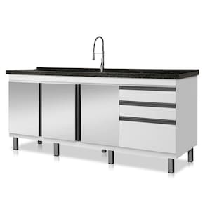 Gabinete de cozinha espelhado Vitória para pia de 1,74 m