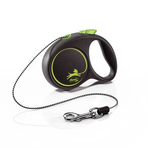 Guia Retrátil Cães Black Design 3m Suporta 8kg Corda Flexi