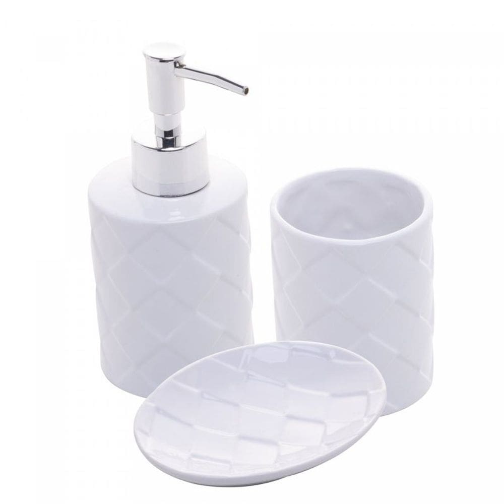 Conjunto 3 Peças para Banheiro de Cerâmica Toulon Branco