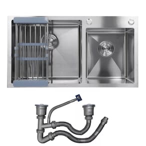 Cuba Cozinha Goumert Dupla Aço Inox Escovado Escorredor Lava Louça Luxo Lavabo Casa Balcao Copa Restaurante Area Externa