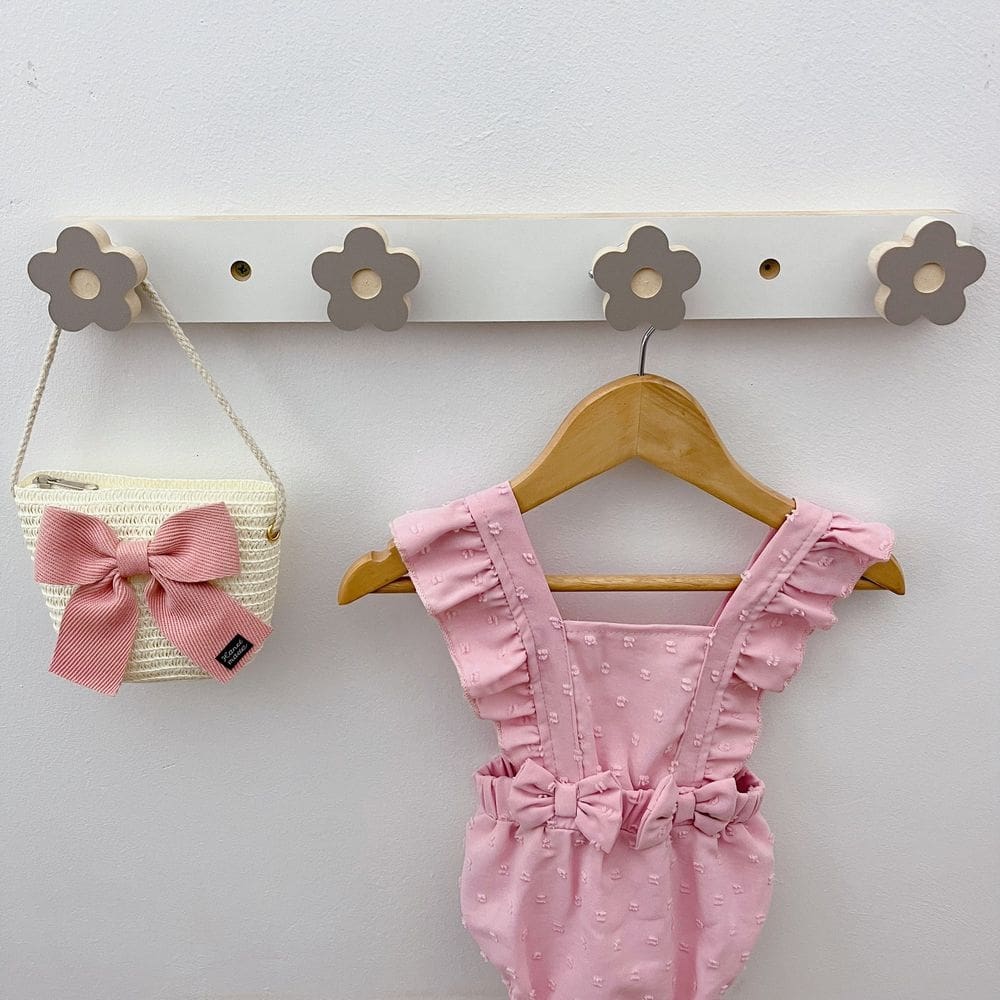 2 Cabideiros parede infantil pendurador roupas jardim Flor