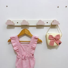 1 Cabideiro parede infantil pendurador roupas cabide nuvem
