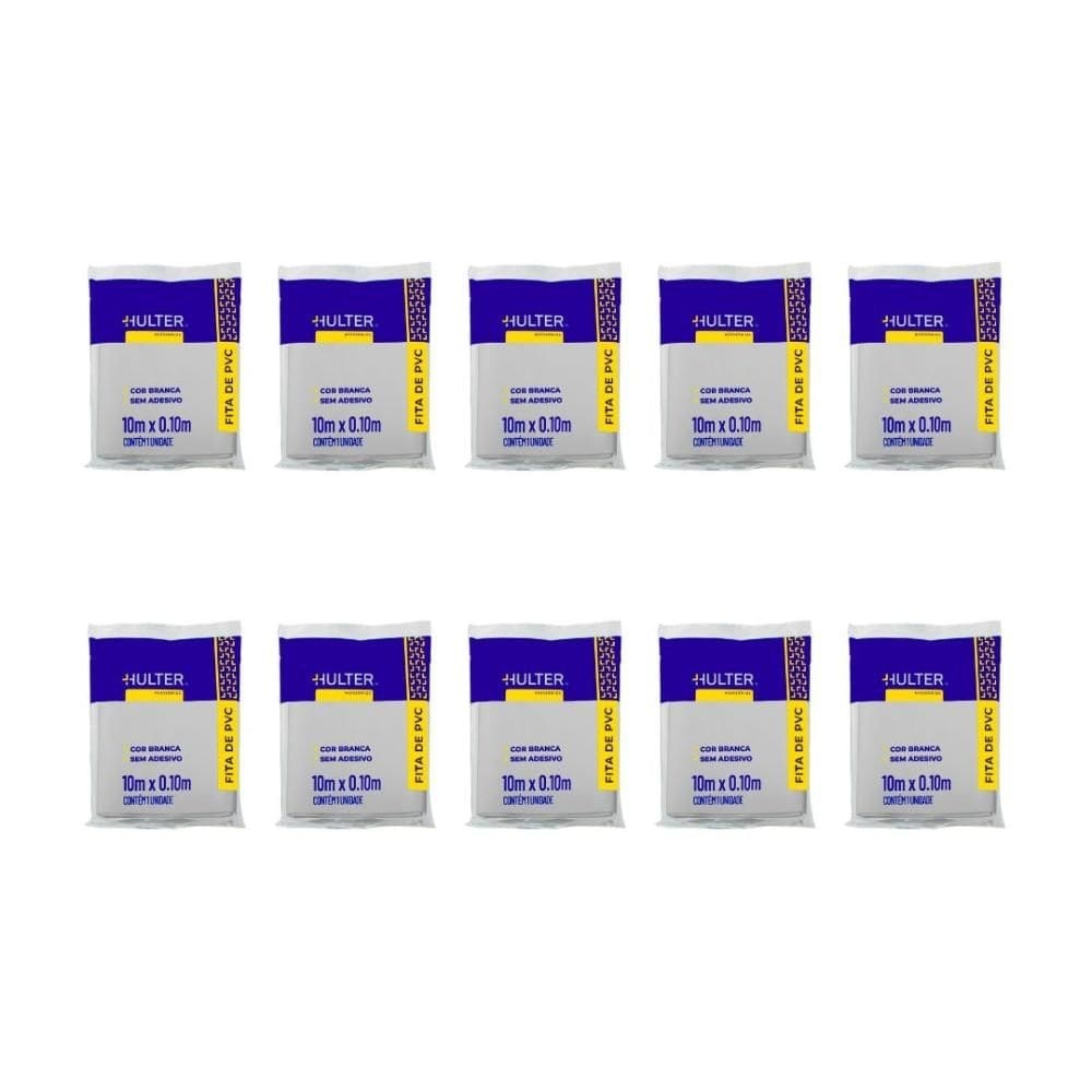 Kit 10un Fita Pvc S/adesivo 100mmx10m Branca Hulter
