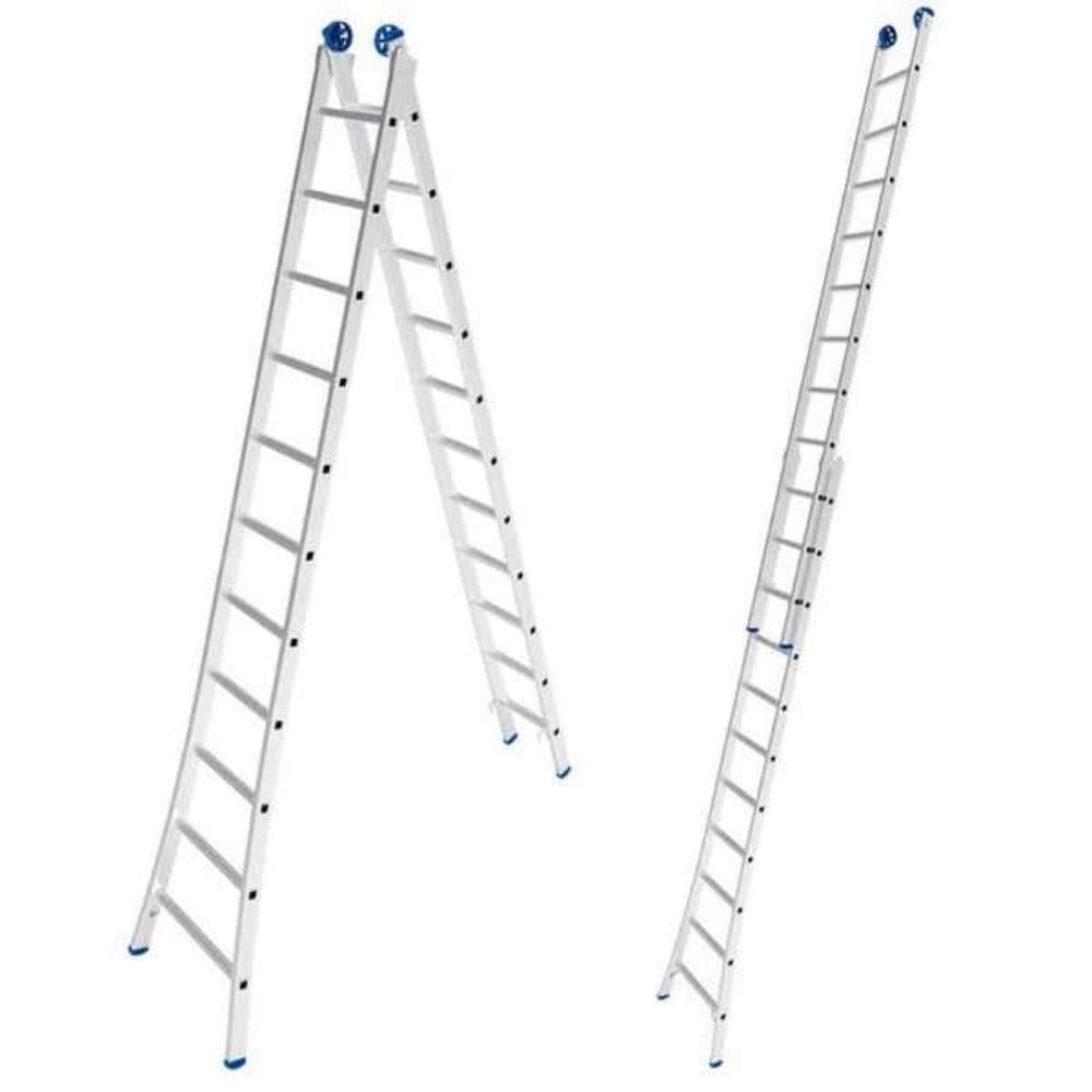 Escada de Alumínio Extensiva 2 x 11 Degraus 3,37 x 5,61 Metros EVALD