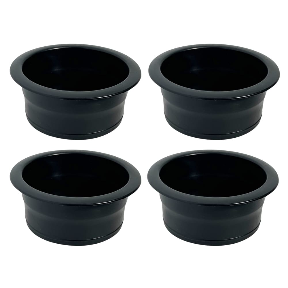 Kit 4 Porta Copos Plástico Preto Embutir Barco Mesa