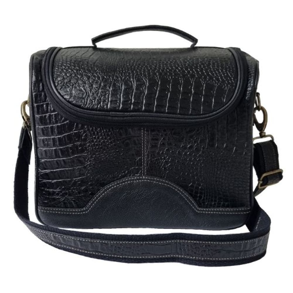 Frasqueira de viagem em Couro Cor Preto Croco HF01 | HAMISH