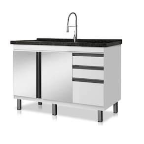 Gabinete de cozinha espelhado Vitória para pia de 1,14 m