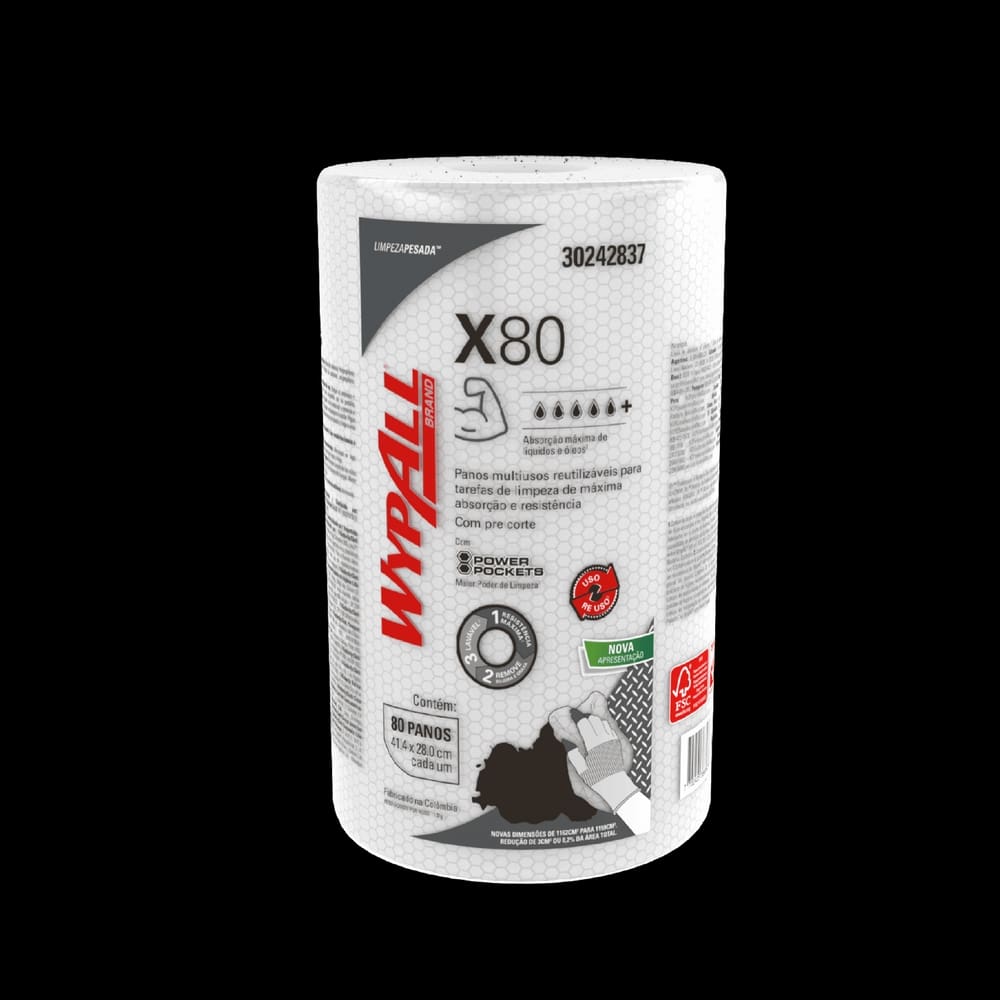 Pano Wiper Wypall X80 Rolo Kimberly Clark Com 80 Folhas