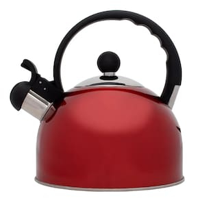 Chaleira Inox Vermelha Com Apito 2 Litros Mimo Style Bule De Chá E Café Para Ferver Água