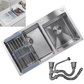 Cuba Dupla Cozinha Gourmet Aço Inox Escovado Luxo Escorredor Lava Louça Alimento Escorre