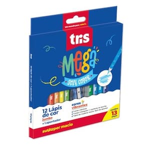Lápis de Cor Tris Mega Soft Jumbo 12 Cores