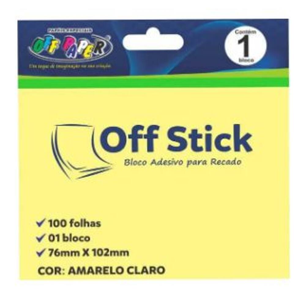 Bloco de notas Auto-Adesivo 76mm x 102mm Amarelo - Off Papper