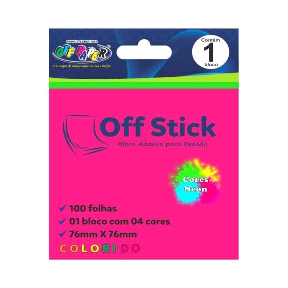 Bloco de notas Auto-adesivo - Off Paper - 4 Cores 76x76 - 100 Folhas