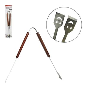 Pegador De Churrasco De Inox Cabo Madeira Longo 39cm