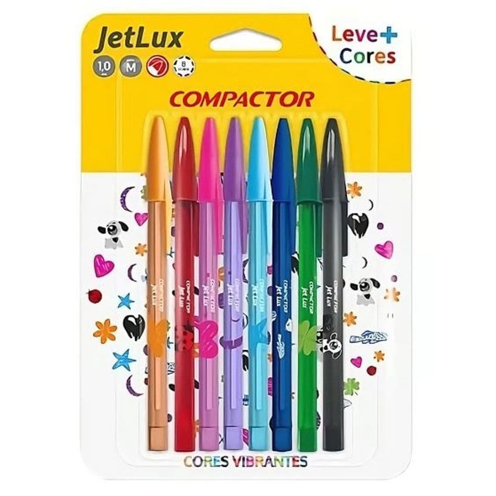Caneta Esferográfica Jet Lux 8 Cores - Compactor